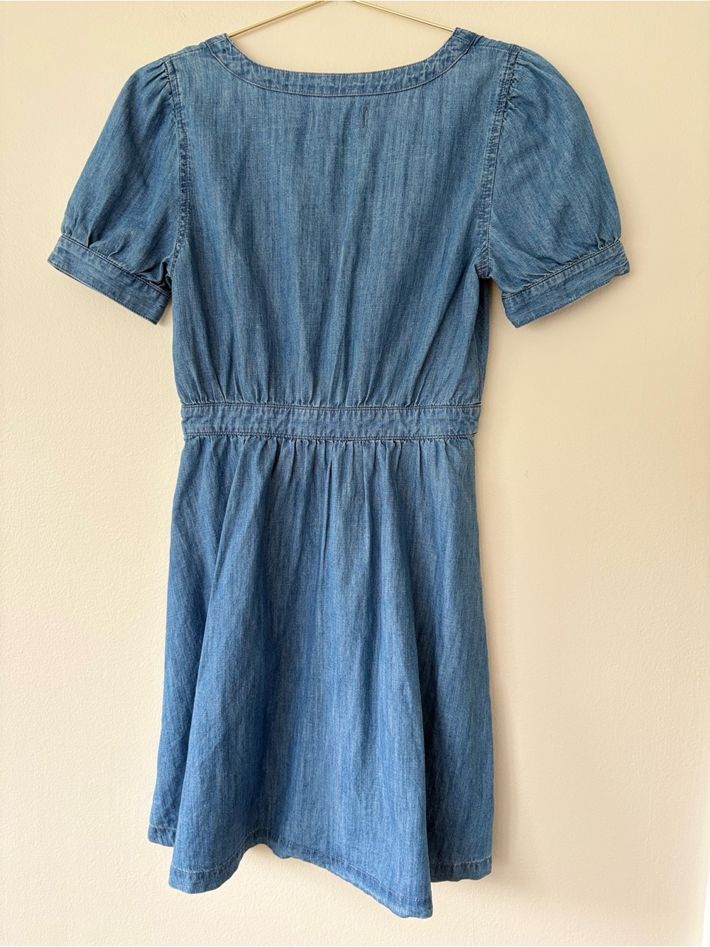 Madewell Chambray Button Front Mini Dress Puff Sleeve Size 0 - Picture 4 of 4